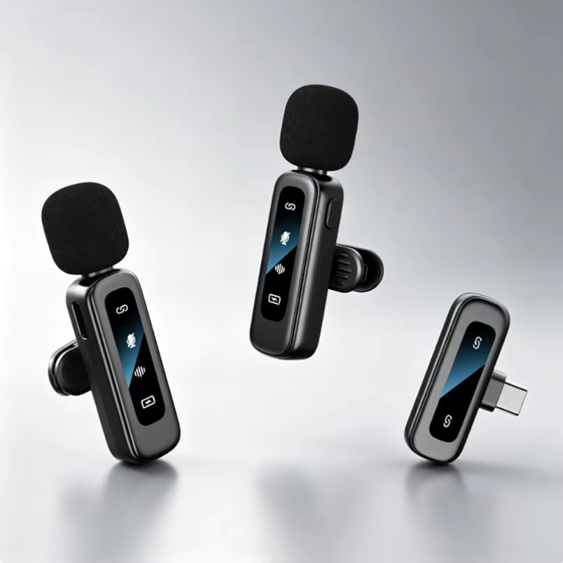 VIKEFON Kabelloses Dual-Lavaliermikrofon in Schwarz mit 2,4G Plug-and-Play und Geräuschunterdrückung für iPhone und Android zum Vlogging und Live-Streaming - Bild 6