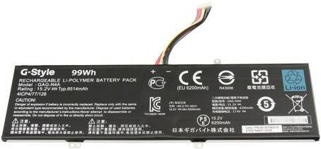 Gigabyte Notebook-Akku 27S00-N4A01-G20S in Schwarz mit 15.20V und 6510 mAh - Bild 1