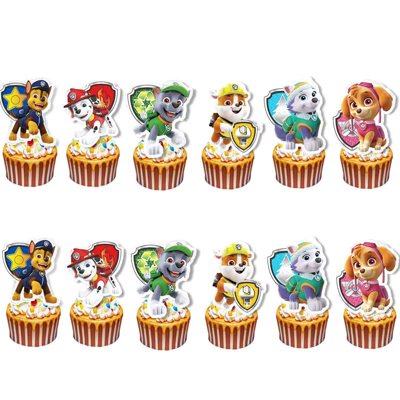 Paw Patrol Party Dekoration Set mit Kuchen Topper, Banner Flaggen und Party Picks in Mehrfarbig - Bild 3