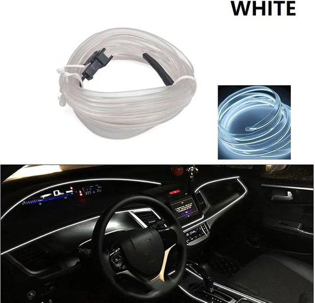 MnnWuu RGB LED Neon-Innenbeleuchtung für dein Auto, flexible LED-Draht-Dekoration mit Controller und USB-Anschluss, Farbe: Weiß - Bild 1