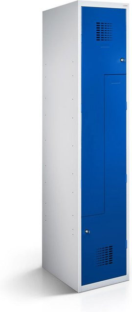 rotstahl Z-Spind mit 2 Türen in Dunkelblau und lichtgrauem Korpus, B/T/H: 40 x 50 x 180 cm - Bild 1