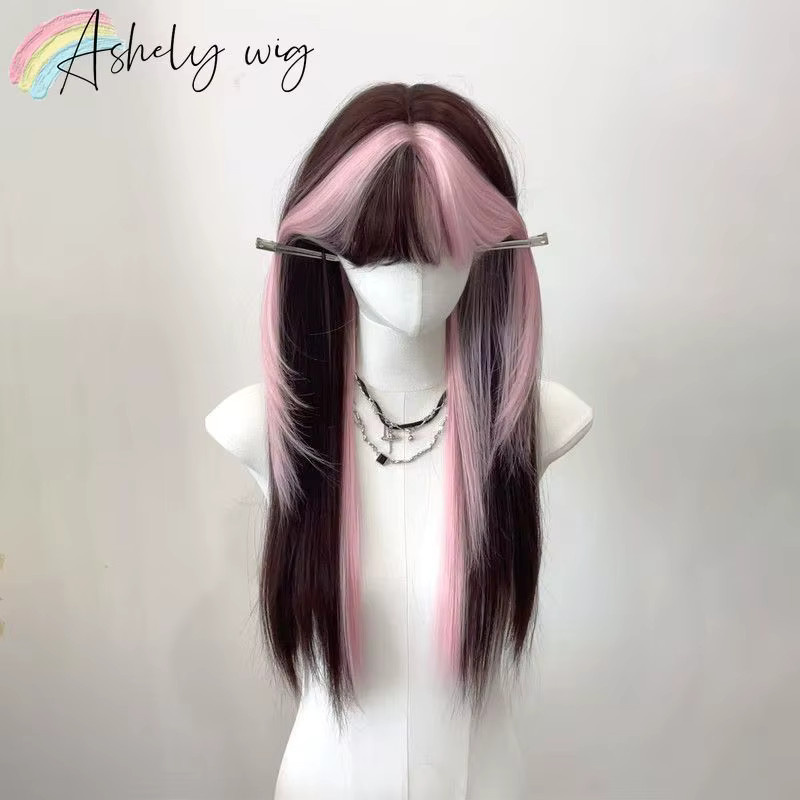 Ashely wigs Perücke, Ombre Pink-Braun, mit Pony, Damen - Bild 2