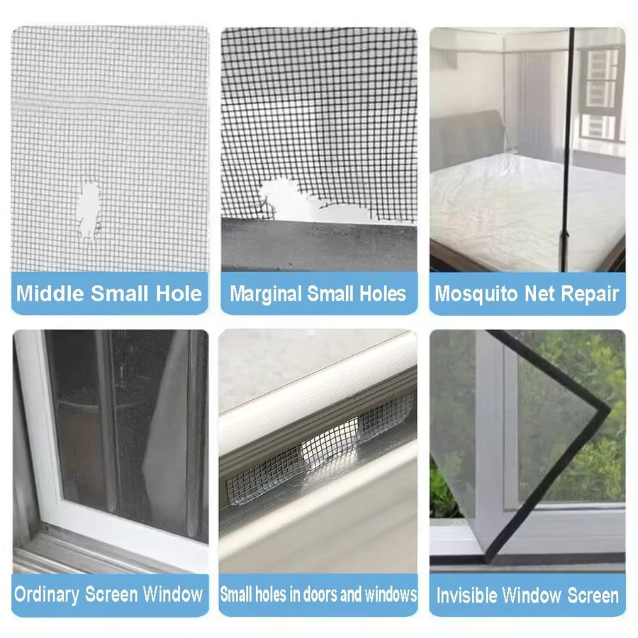 Fenster Insektenschutz Reparatur-Set aus Mesh-Netz für Fliegengitter und Türnetze, Grau, 10-100 Stück - Bild 2