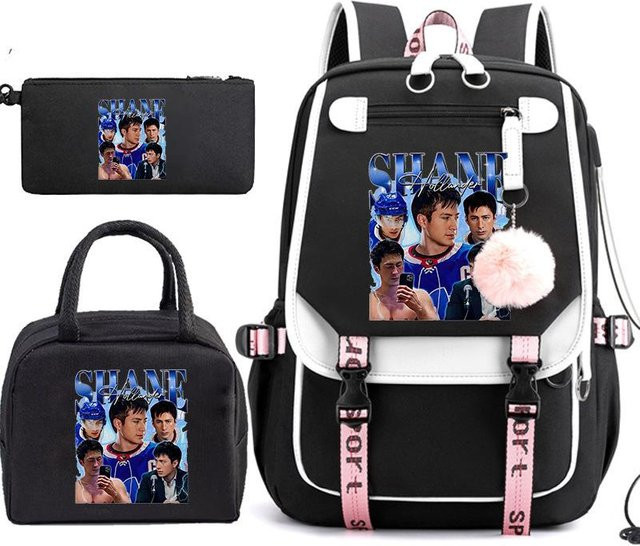 3-teiliges Schulrucksack-Set in Schwarz aus Oxford-Stoff mit großem Fassungsvermögen, Schultergurt und Federmäppchen - Bild 1