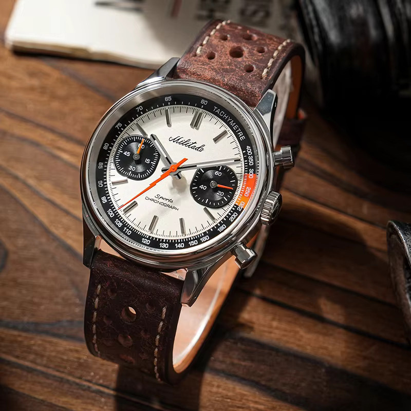Militado Chronograph, Quarz, Edelstahl, Saphirglas, 40 mm, Leder, Unisex - Bild 4