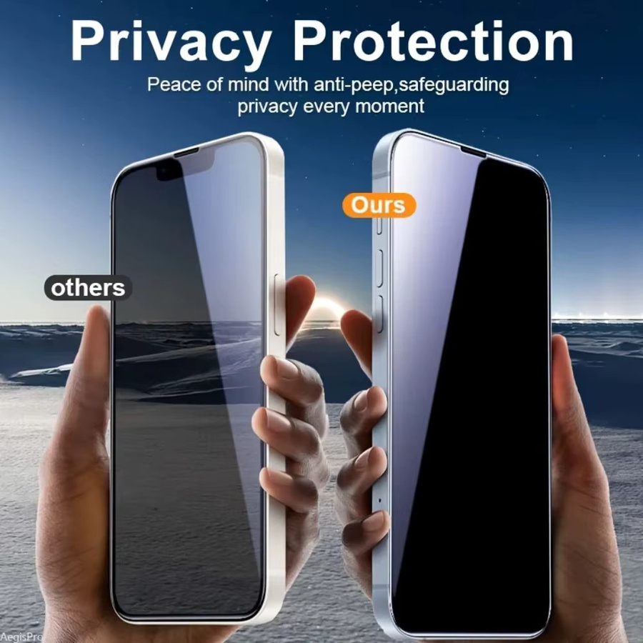3er-Set Privatsphäre Panzerglas mit 3D Objektivschutz für iPhone 17 Air 16e 15 Plus 14 13 12 11 Pro Max, transparent - Bild 5