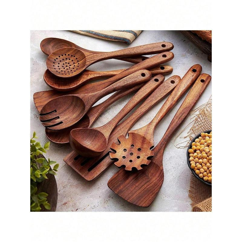 5 Stück Holzkochlöffel Set mit Aufbewahrungsbox, hitzebeständiges Küchenzubehör aus Holz - Bild 2