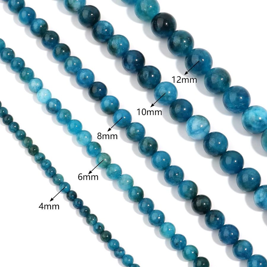 louleur Apatit-Steinperlen, blau, rund, Unisex - Bild 2