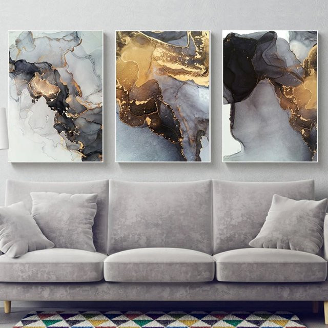 TPFLiving Luxus Poster Leinwand mit abstrakten Motiven ohne Rahmen Modell TPFL-LW-09-SET B: 40 cm, H: 60 cm - Bild 1