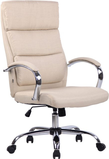 TPFLiving Bürostuhl Bradley Stoff in Beige mit Armlehnen und Rollen, B/T/H: 64,0 x 70,0 x 122,0 cm - Bild 1