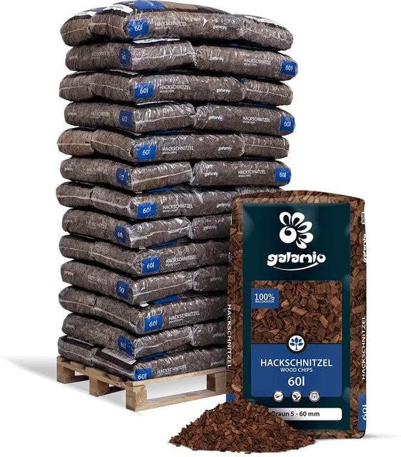 Galamio Holzhackschnitzel Braun 39 Säcke à 60 l (Gesamtvolumen 2340 l) - Bild 1