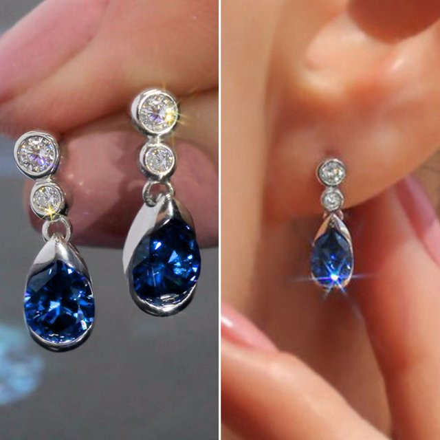 Huitan Chic Ohrringe, Blau, Zirkonia, Silber, Damen - Bild 1