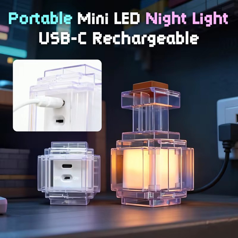 Haifeng MC Game LED-Nachtlicht in Pixel-Stil, wiederaufladbare Trankflaschen-Tischlampe mit 7 Farben, Multicolor - Bild 5