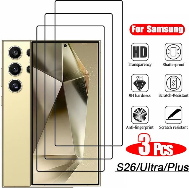 Samsung Galaxy S26 Ultra S26 Plus S26 Antikollisions-Schutzabdeckung aus gehärtetem Glas, transparent - Bild 1