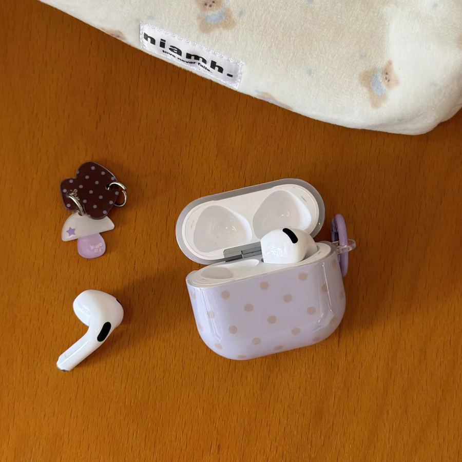 Elegante Kopfhörer-Schutzhülle für Apple AirPods 1, 2, 3, 4 und Pro 2/3 mit Muschel- und Pilz-Design in Lila und Braun - Bild 4