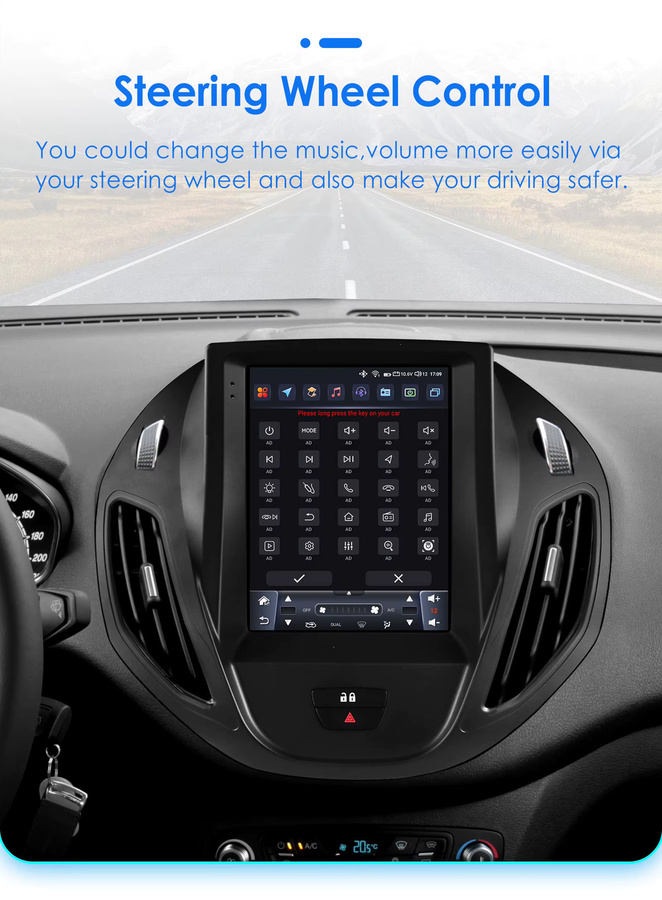 OSSURET Android 14 Autoradio mit 9,7 Zoll Display, Wireless CarPlay und GPS für Ford Transit Tourneo Courier 2013-2021, Schwarz - Bild 3