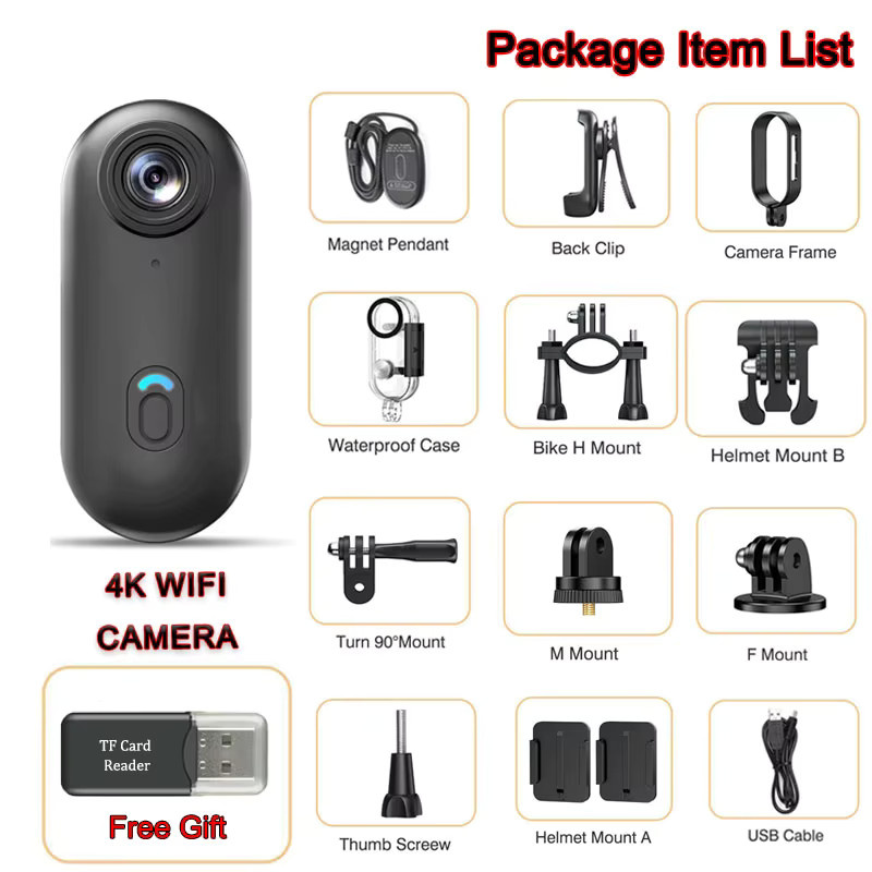 JETO Magnetische Mini Action Cam mit 4K HD und 1080P WiFi Wireless Funktion als Tragbare POV Bodycam für Outdoor Sport und Vlogging in Schwarz oder Weiß - Bild 4