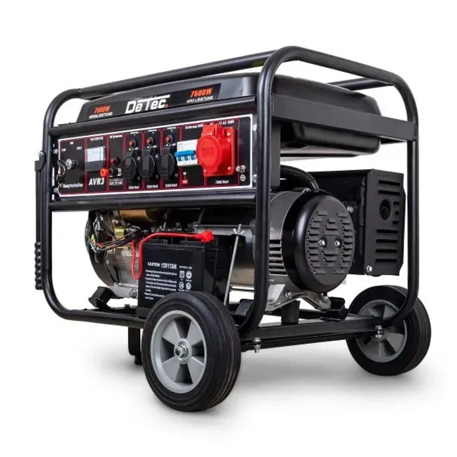 DeTec Benzin Stromgenerator DT LB7500E mit 7 kW Leistung, 3 Phasen Starkstrom, E-Start, Schwarz - Bild 2