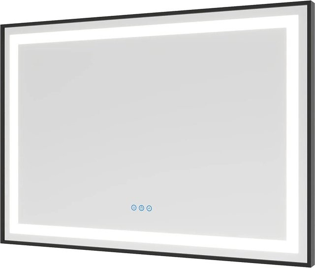 Aquabatos LED Badspiegel mit Schwarz Alu-Rahmen, dimmbar, B: 100 cm, H: 70 cm - Bild 1