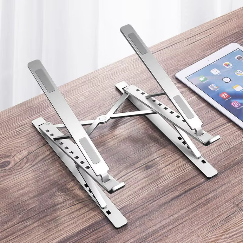 Verstellbarer Laptop-Ständer aus Aluminium für MacBook und Notebook in Silber und Grau mit Wärmeableitung - Bild 2