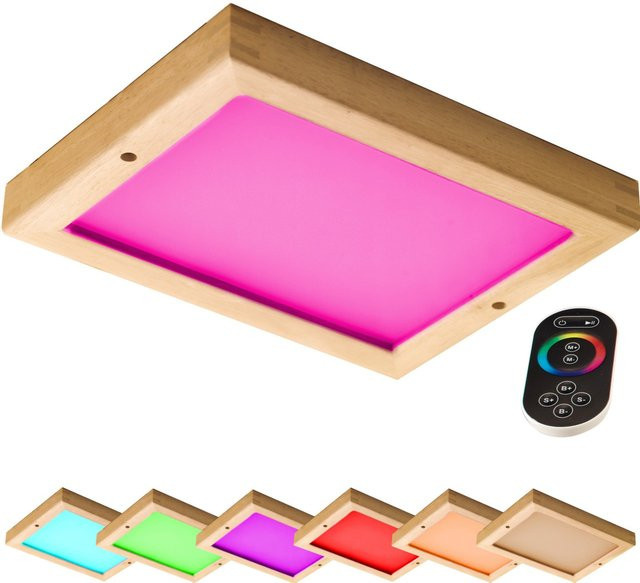 Karibu Saunalampe LED RGBW Farblichtanwendung mit Erlenholzrahmen und Fernbedienung, B/H: 32 x 24 cm - Bild 1