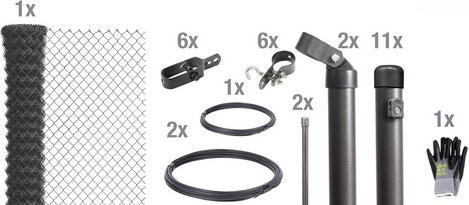 Gust. Alberts Maschendrahtzaun Set zum Einbetonieren, Breite: 2500 cm, anthrazit-metallic - schwarz - Bild 1