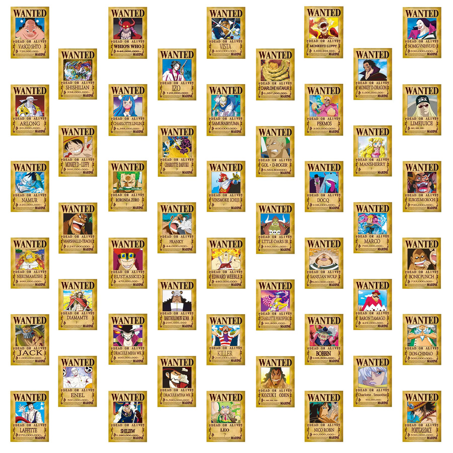 Bandai One Piece Wanted-Poster Aufkleber, 50-teiliges Set - Bild 2