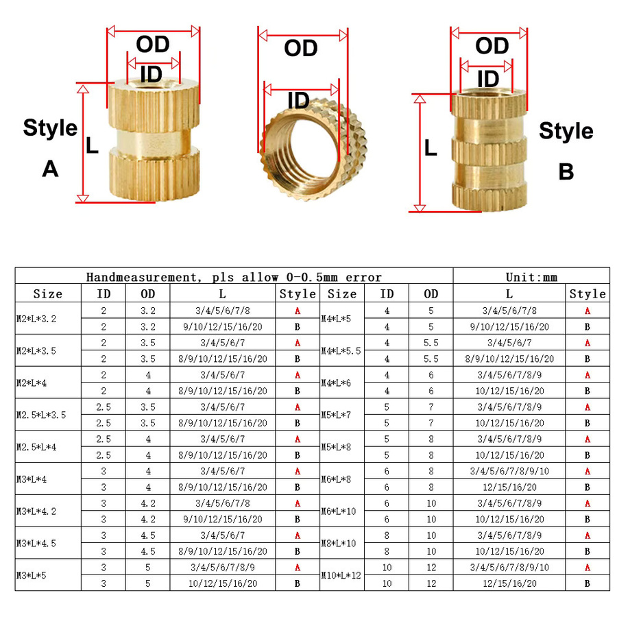 YUEYUN QING Wärme-Gewindeeinsätze aus Messing für 3D-Druck und Hot Melt Molding, Goldfarben, M2 bis M10 - Bild 2