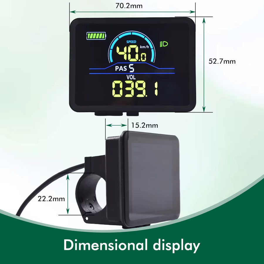 Mcezdy UART2 P5C Elektrofahrrad LCD-Display mit USB-C Anschluss, buntes E-Bike Messgerät für 24V-60V, wasserdichter SM-Verbindungsstecker, Schwarz/Mehrfarbig - Bild 4