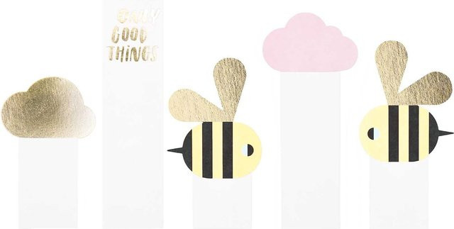 Rico Design Paper Poetry Kartendeko-Set Biene und Wolken, 5 Stück, 350g/m² - Bild 1