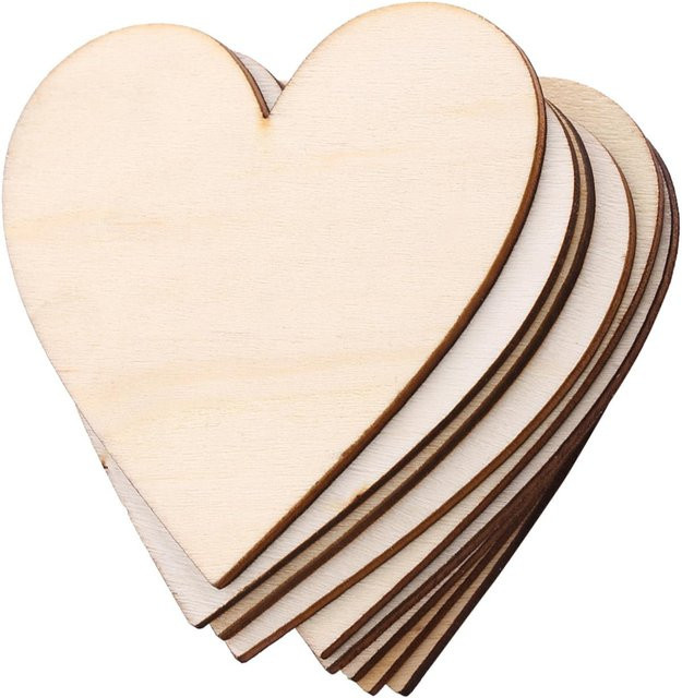 GoolRC Holzverzierung in Herzform für Hochzeiten, Farbe: Braun und Beige, 10 Stück - Bild 1