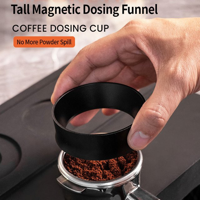 OANKR Magnetischer Espresso-Dosiertrichter aus Edelstahl in Schwarz für Siebträger, erhältlich in 51 mm, 53 mm und 58 mm - Bild 1