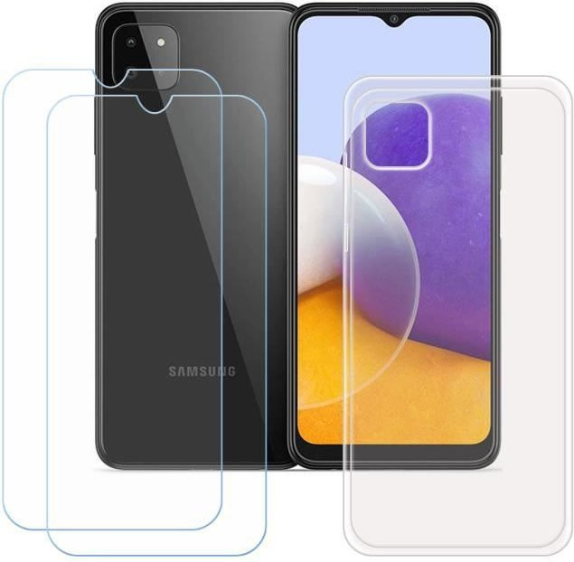 Samsung Galaxy A22 5G Schutzhülle in Transparent mit 2 gehärteten Glas Displayschutzfolien - Bild 1