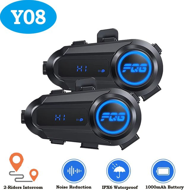 XINOWY Y08 Motorradhelm Bluetooth-Headset mit BT6.0 CVC+DSP Dual Geräuschunterdrückung, Intercom und MP3-Player, Schwarz - Bild 1