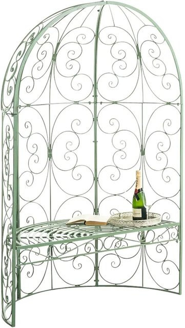 DELUKE Halbpavillon BOSTON mit Sitzbank und Rankhilfe aus Metall in Antik-Grün, B/T/H: 120 x 58 x 178 cm - Bild 1