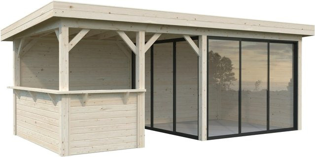Palmako Pavillon Lenna Set 407 Slide aus Fichtenholz in Braun mit transparenten Elementen, B/H/T: 588 x 245 x 300 cm - Bild 1
