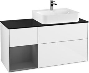 Villeroy & Boch Finion Waschtischunterschrank mit Abdeckplatte in Anthrazit und Weiß, B/T/H: 120 x 50,1 x 50,1 cm - Bild 1