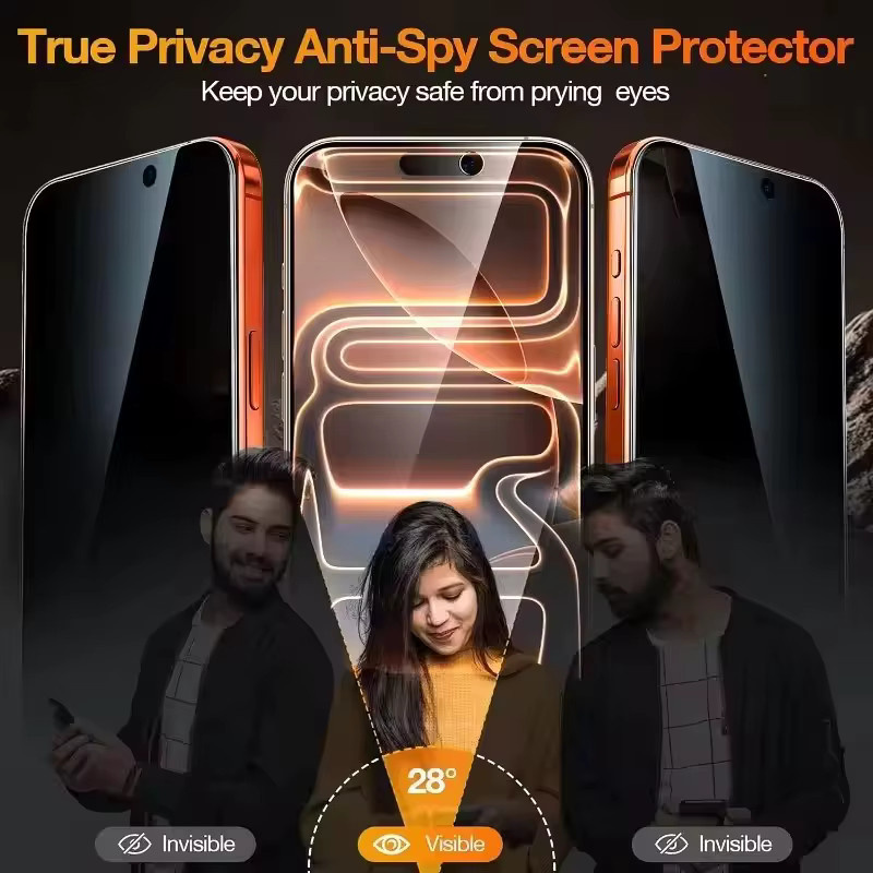 3-5er Set Privacy Screen Protector für iPhone 11 12 13 14 15 16 17 Pro Max Plus XR X XS Anti-Spion Schutzglas transparent - Bild 2