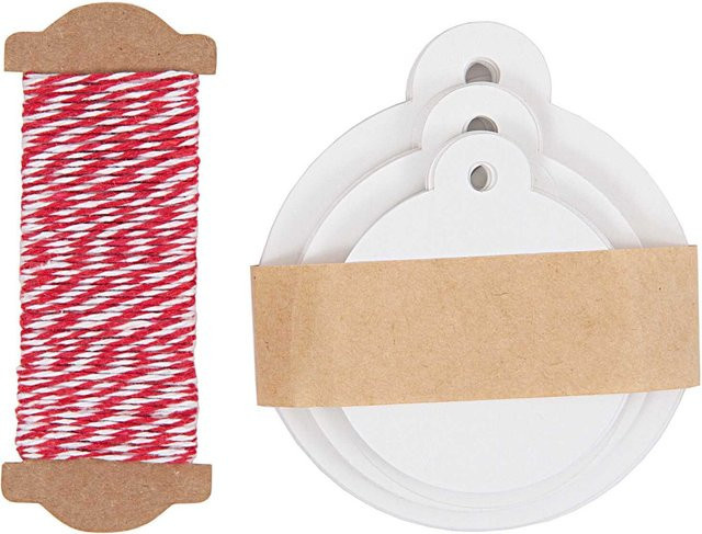 Rico Design Paper Poetry Geschenkanhänger rund weiß mit Baumwollband 30 Stück - Bild 1
