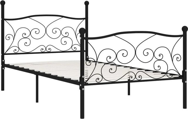 vidaXL Bettgestell mit Lattenrost aus Metall in Schwarz, Modernes Design, B/T: 100 x 200 cm - Bild 1