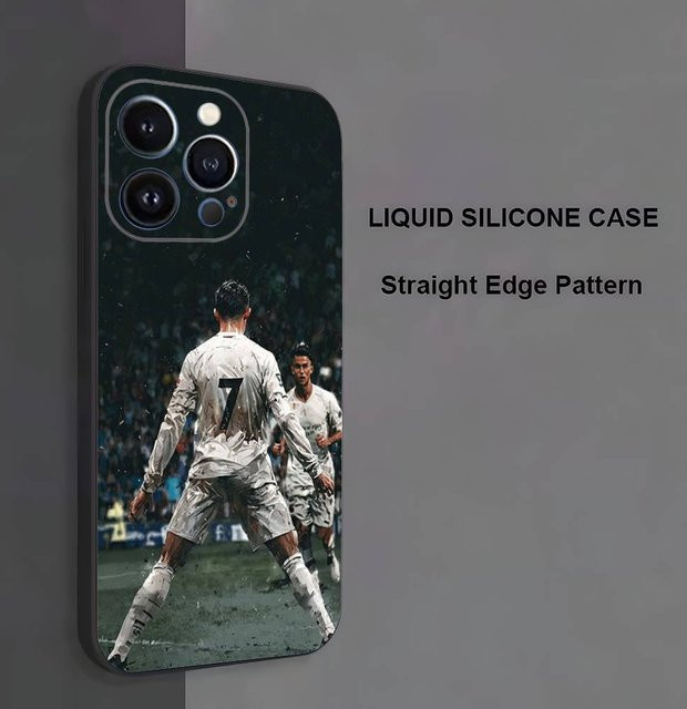 Handyhülle Fußballstar R-Ronaldo-ES-7 aus weichem Silikon für iPhone 11 bis iPhone 17 Pro Max in Schwarz - Bild 1