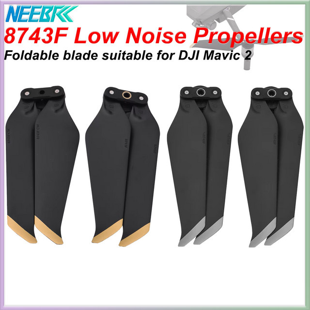NEEBRC Geräuscharme Propeller für DJI Mavic 2 Pro Zoom, Quick-Release Folding Blades, 4/8 Stück, Schwarz/Gold - Bild 1