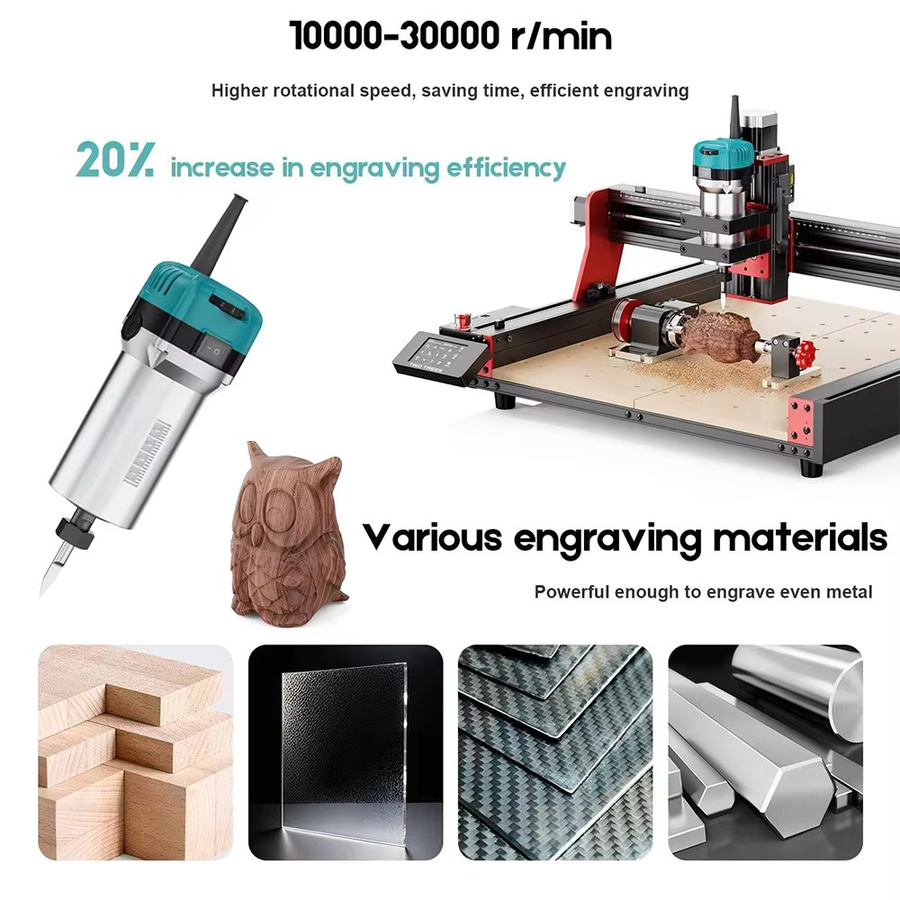 Twotrees Staubsauger für TTC450 3018 CNC-Fräse, Holzschneidspindelmotor, Lasermodul und 4. Achsen-Drehmodul-Kit in Silber - Bild 1
