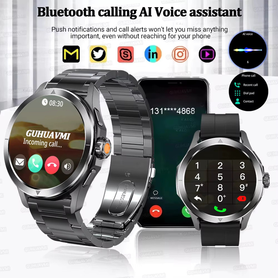 MAVHX Smartwatch, Herren, Schwarz, GPS, NFC, 44 mm, Silikon - Bild 3