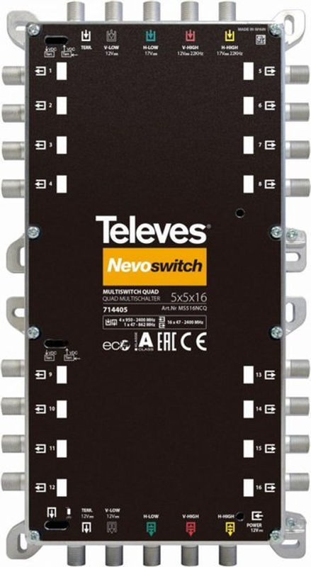 Televes SAT Multischalter MS516NCQ NEVO 5 in 16 mit NT quad kaskadierbar in Schwarz - Bild 2