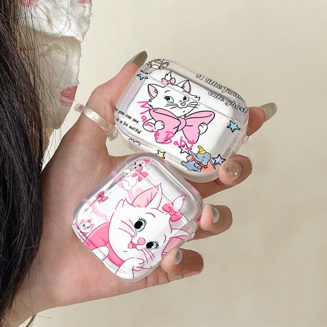 Transparente Silikonhülle im niedlichen Cartoon Marie Katze Design für Apple AirPods 4, 3, Pro, 2 und 1 - Bild 1