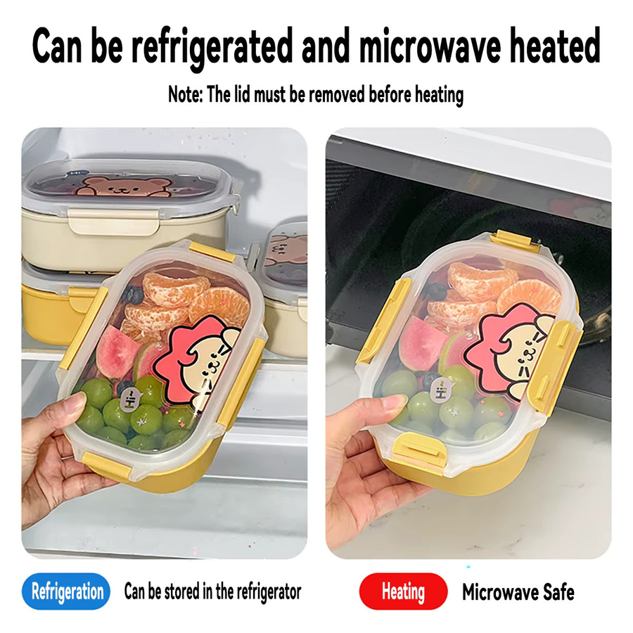 WORTHBUY Bento Lunchbox aus 304 Edelstahl in Gelb, 900 ml, mikrowellengeeignet und auslaufsicher - Bild 2