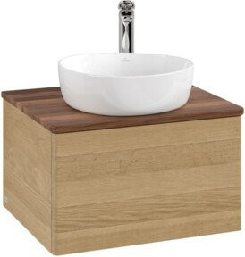 V&B Waschtischunterschrank Antao ohne Frontstruktur in Eiche Honig Braun B: 60 cm, T: 36 cm, H: 50 cm - Bild 1