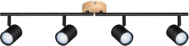 NETTLIFE Deckenstrahler im Industrial Design aus Holz und Metall, Schwarz, verstellbar mit GU10 Leuchtmitteln - Bild 1