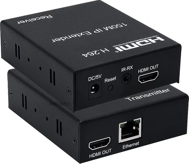 Konsenda H.264 HDMI IP Extender über CAT5e/6, 1080p HDMI Ethernet Extender in Schwarz für PC, TV und Monitor - Bild 1